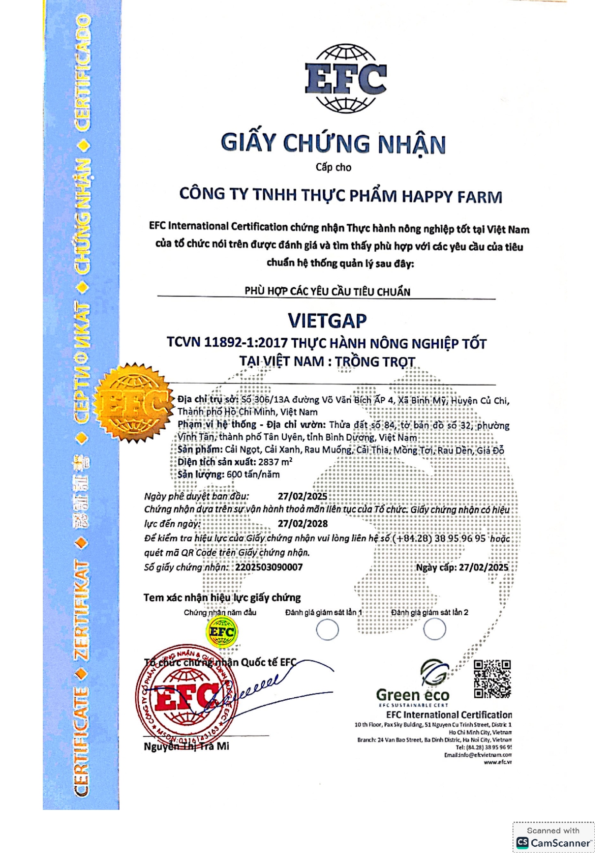 CÔNG TY TNHH THỰC PHẨM HAPPY FARM